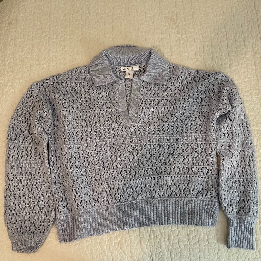 purple v-neck sweater